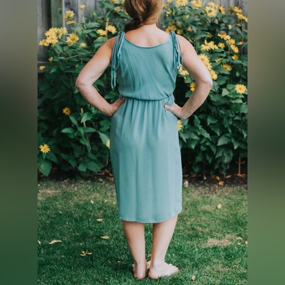 Vintage Modissa teal dress, size 8 (S) - Picture 3 of 3